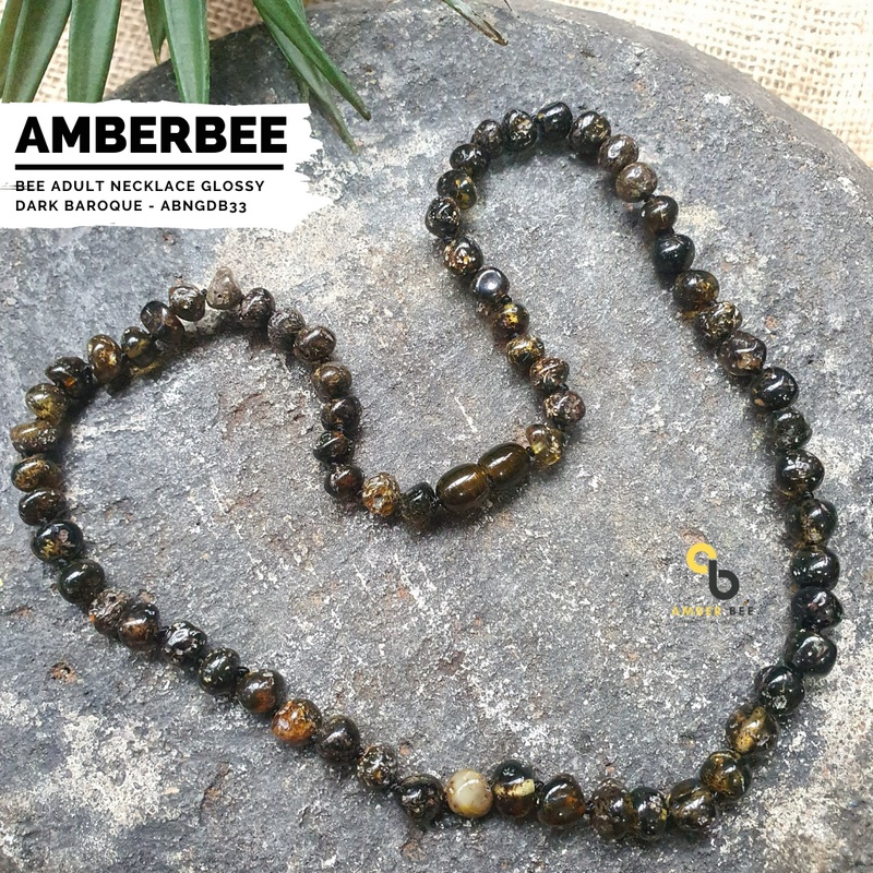 Kalung Amber Dewasa Premium Glossy Dark Baroque ABNGDB33 by Amber Bee