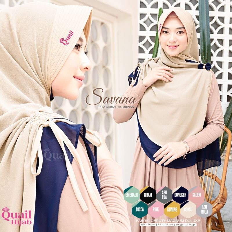 SAVANA ORIGINAL QUAIL HIJAB | Jilbab Ceruty Quail | Khimar Ceruty Quail | Khimar 2 Warna