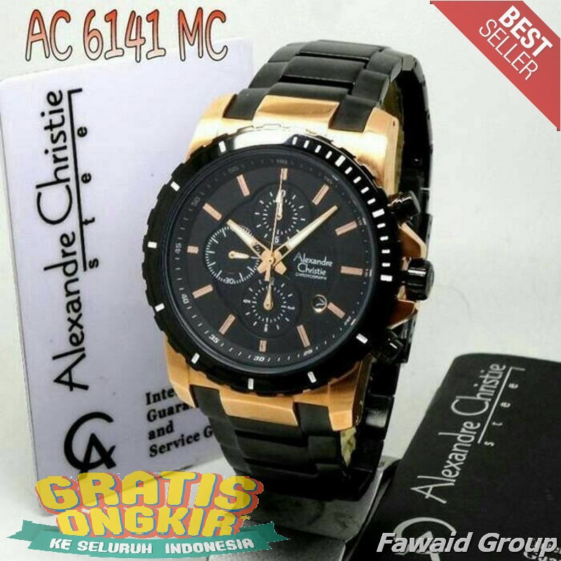 Best Seller Jam tangan Pria Alexandre ChristieAC 6141MC /AC 6141 MC Rose gold