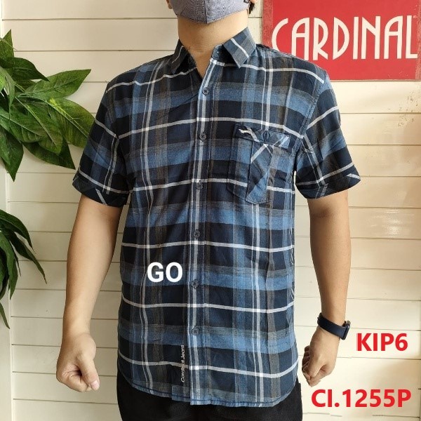 gos KIP CARDINAL KEMEJA SLIMFIT Pakaian Atasan Pria Hem Casual Santai Motif Original Lengan Pendek