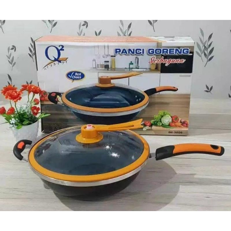 Wok Pan Vaccum Enemal 32 cm Panci Wajan Goreng Serbaguna Penggorengan Wok Pan Serbaguna 32cm Q2 32