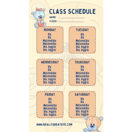 

(FREE INPUT MAPEL) Format jadwal pelajaran