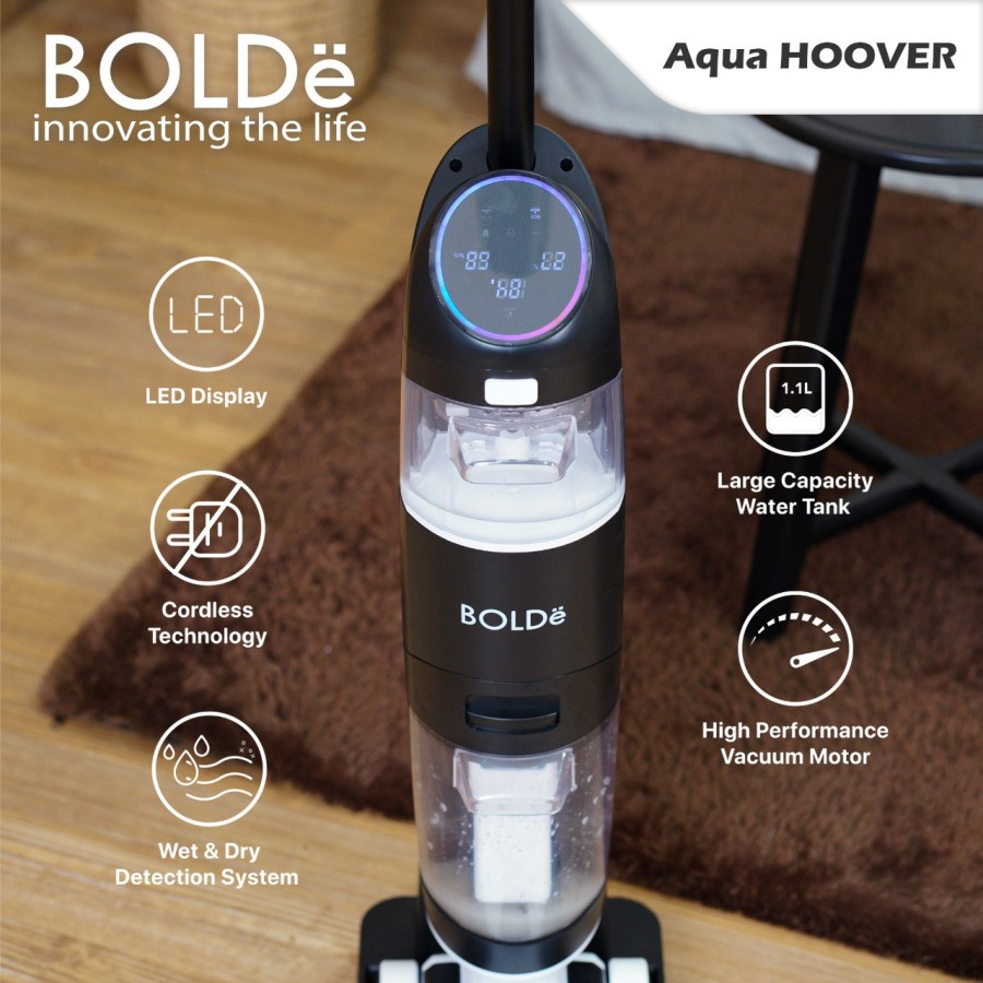 BOLDe AQUA HOOVER - WIRELESS VACUUM 3 IN 1 - Menyapu, Vakum dan Pel