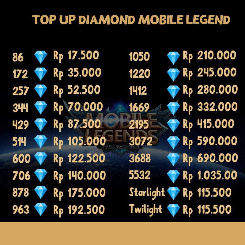 Diamond Mlbb Murah Mobile Legend Shopee Indonesia