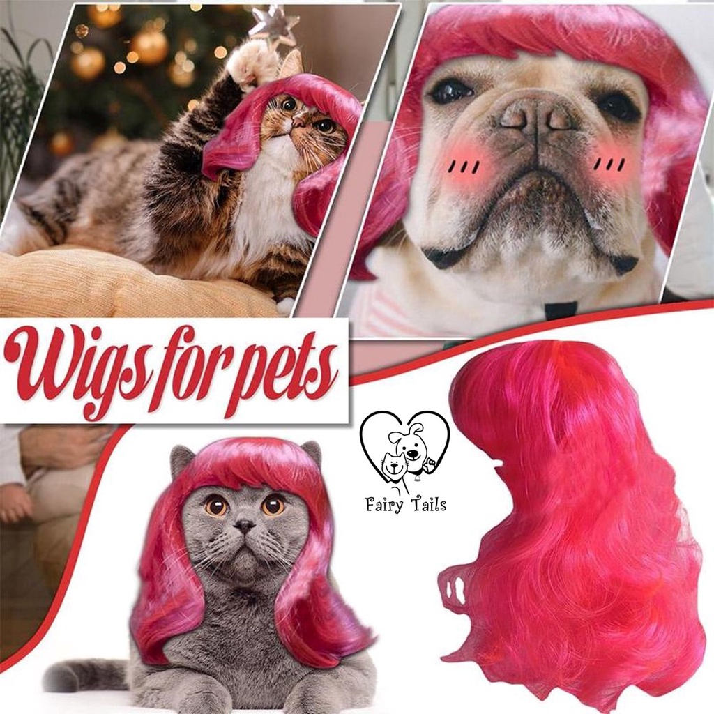 Wig Hewan Anjing Kucing/Cosplay Hewan Anjing Kucing/Aksesoris Rambut untuk Halloween Anjing Kucing/Pets Wigs