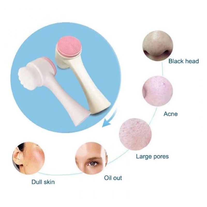 SIKAT PLASTIK PEMBERSIH WAJAH 2 SISI FACE CLEANSING BRUSH ALAT CUCI MUKA HALUS SIKAT MURAH