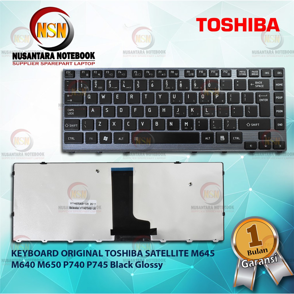 Keyboard Original Toshiba Satellite M640 M645 M650 P740 Black Glossy