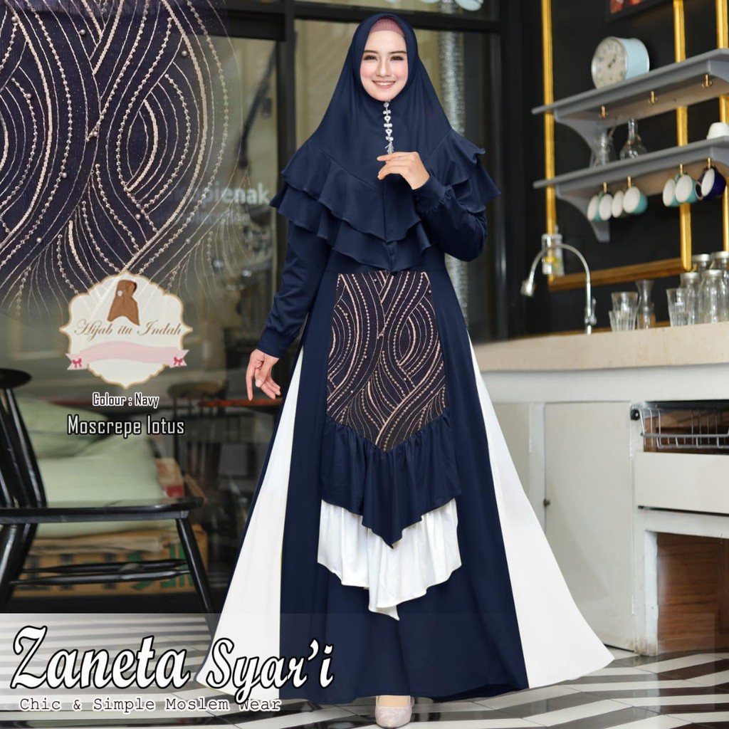 BAYAR DI TEMPAT BAJU GAMIS SYAR'I  ZANETA Fashion Baju Muslim Terbaru