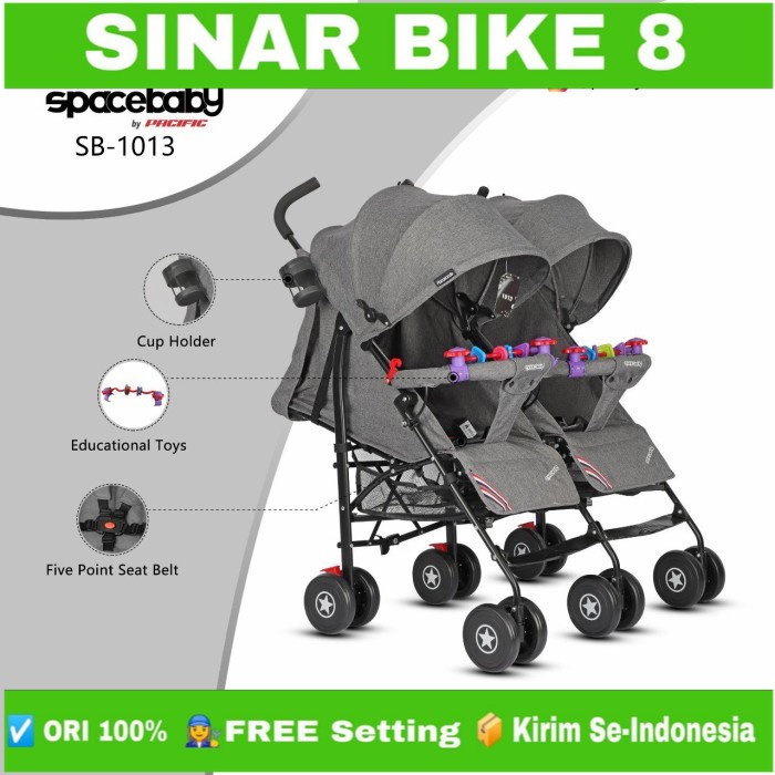 Kereta Dorong Bayi Baby Stoller SPACEBABY SB 1013 Kembar-Twins By Pacific