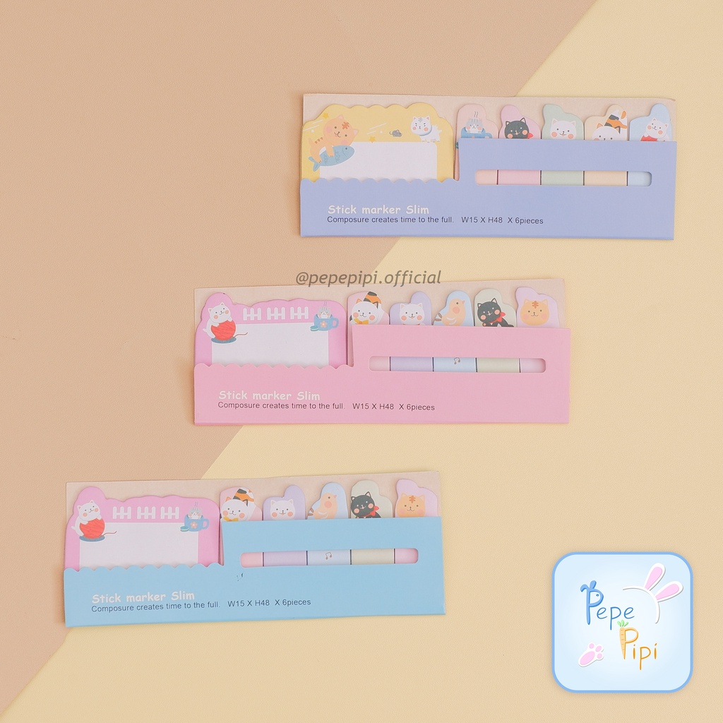 

Sticky Note Cat Kotak Strip Pembatas Buku Halaman Kucing Note