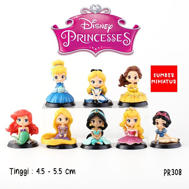 Disney Princess Cute Figure Pajangan Rapunzel Jasmine Belle