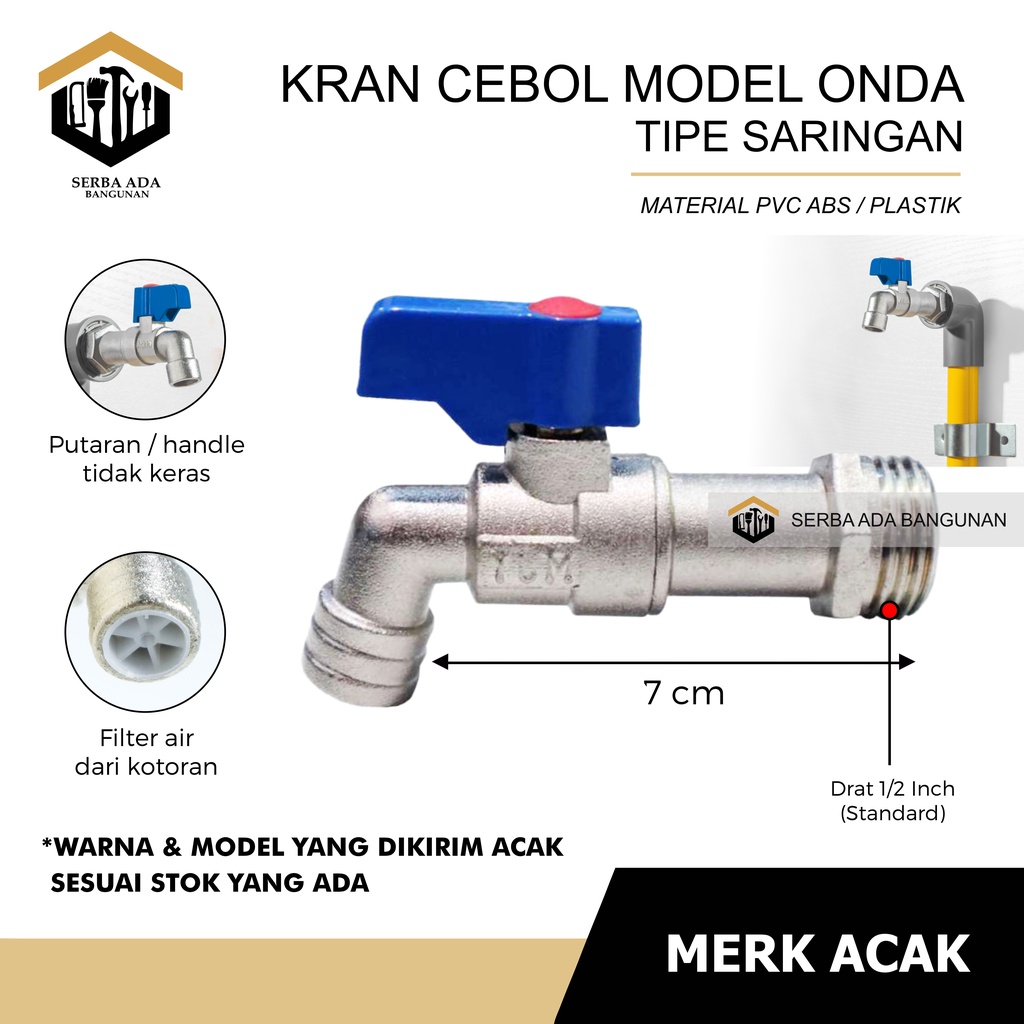 [COD] Kran  Cebol Tembok MODEL Onda 1/2&quot; 3/4&quot;  Body Panjang / Keran Air Babet Bukan Besi BUKAN MERK
