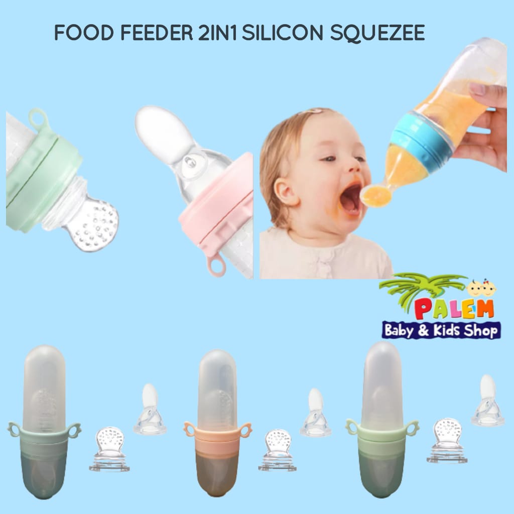 Food Feeder 2in1 silicone squezee /Alat Mpasi Bayi