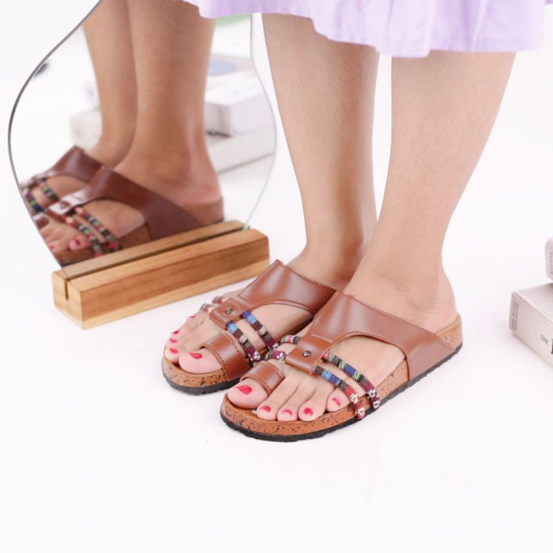 Sandal Wanita Etnik 37-43 Nsm 149 Slip Sandal Big Size Sendal Teplek Semdal Remaja Kekinian