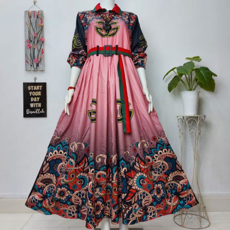 GAMIS REMAJA MOSCREPE PREMIUM SHR GC MOTIF BUNGA TERBARU