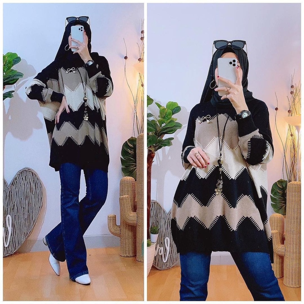 Ziggy rajut jumbo rajut import premium atasan jumbo wanita