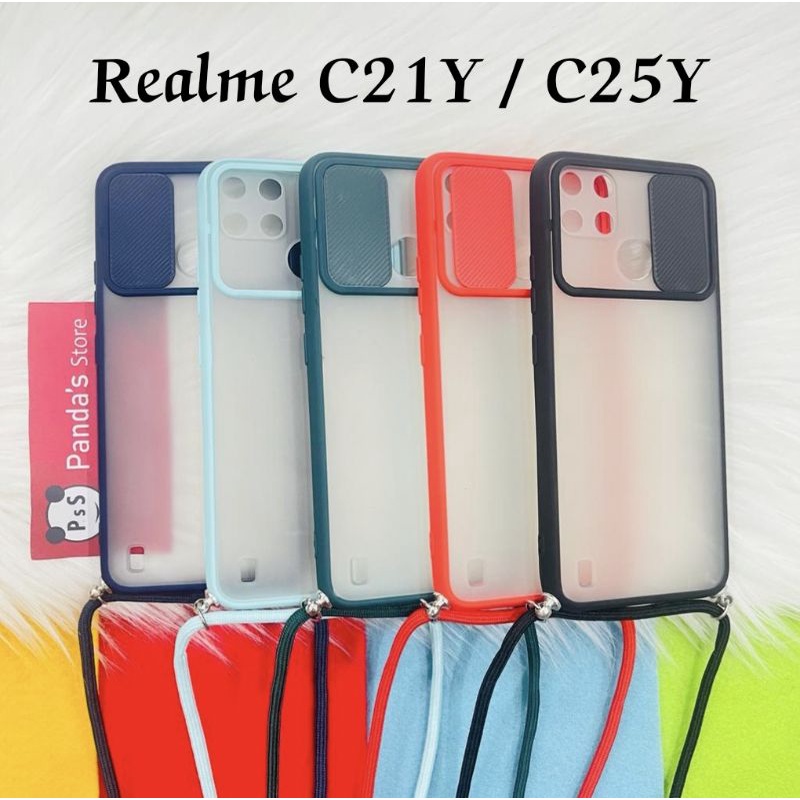 Realme C21Y , C25Y SOFTCASE DOVE sliding camera + Tali Laynard [Premium]