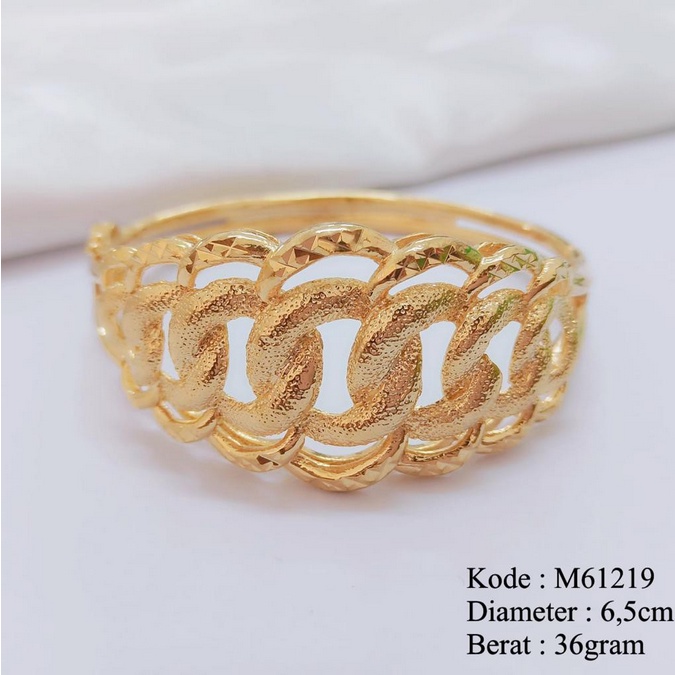 Gelang Tangan Bulat Lebar Tebal Gold Emas Bangkok