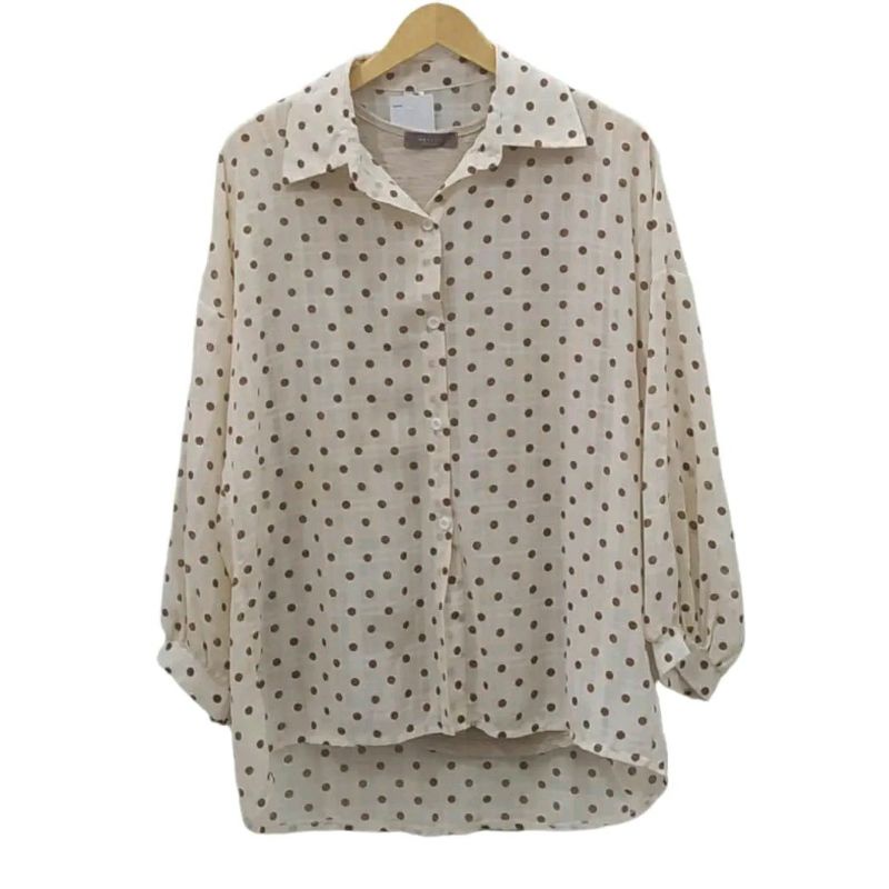 Hessed bigsize polkadot longsleeve/kemeja wanita jumbo polkadot