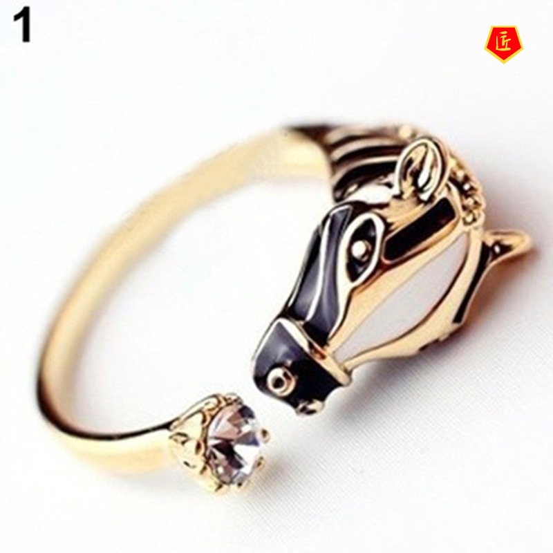 [Ready Stock]Creative Horse Head Diamond Animal Shape Ring