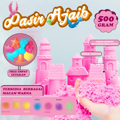 Mainan Pasir-Pasiran 500Gram  FREE 4 Cetakan/ Magis Sand