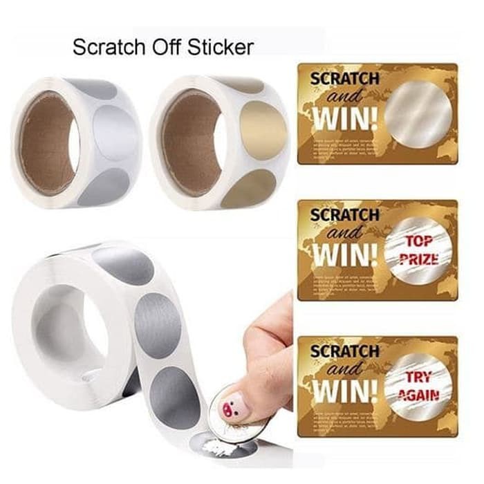 Scratch Off Sticker - 2.5cm Round Gold/Silver Foil (10pcs)