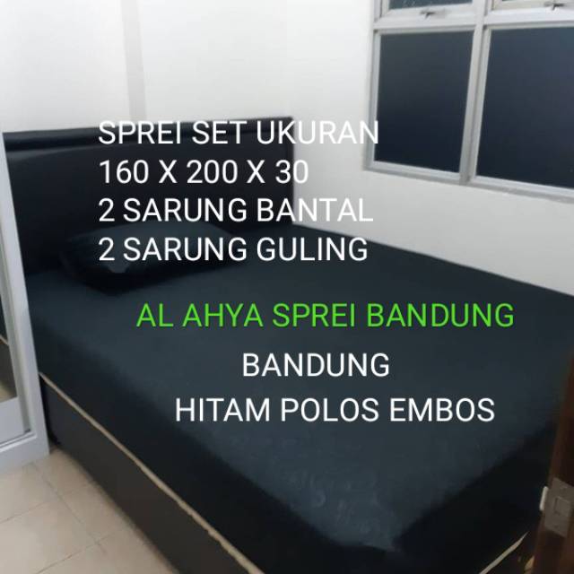 SPREI SET QUEEN SIZE POLOS EMBOS 160X200 T. 30-BAROKAH HITAM