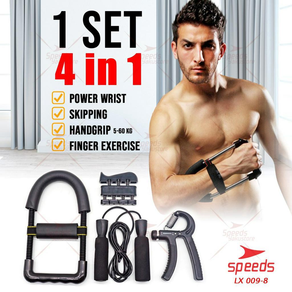 SPEEDS Alat Fitness Set Finger Exercise Handgrip Skipping Power Wrist Alat Gym Fitness Satu Set 009-8