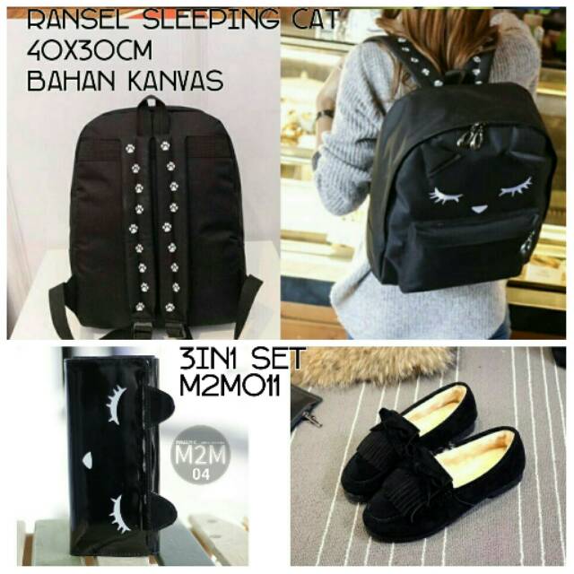 black set (sepatu + tas + dompet)