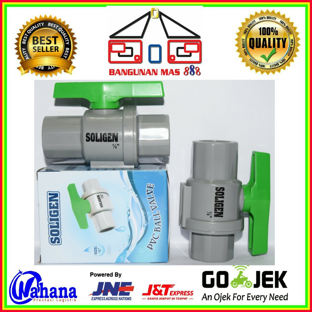 STOP KRAN 1-2 INCH SOLIGEN PVC BAGUS - STOP KRAN PLASTIK - BALLVALVE PVC MURAH - BALLVALVE SOLIGEN