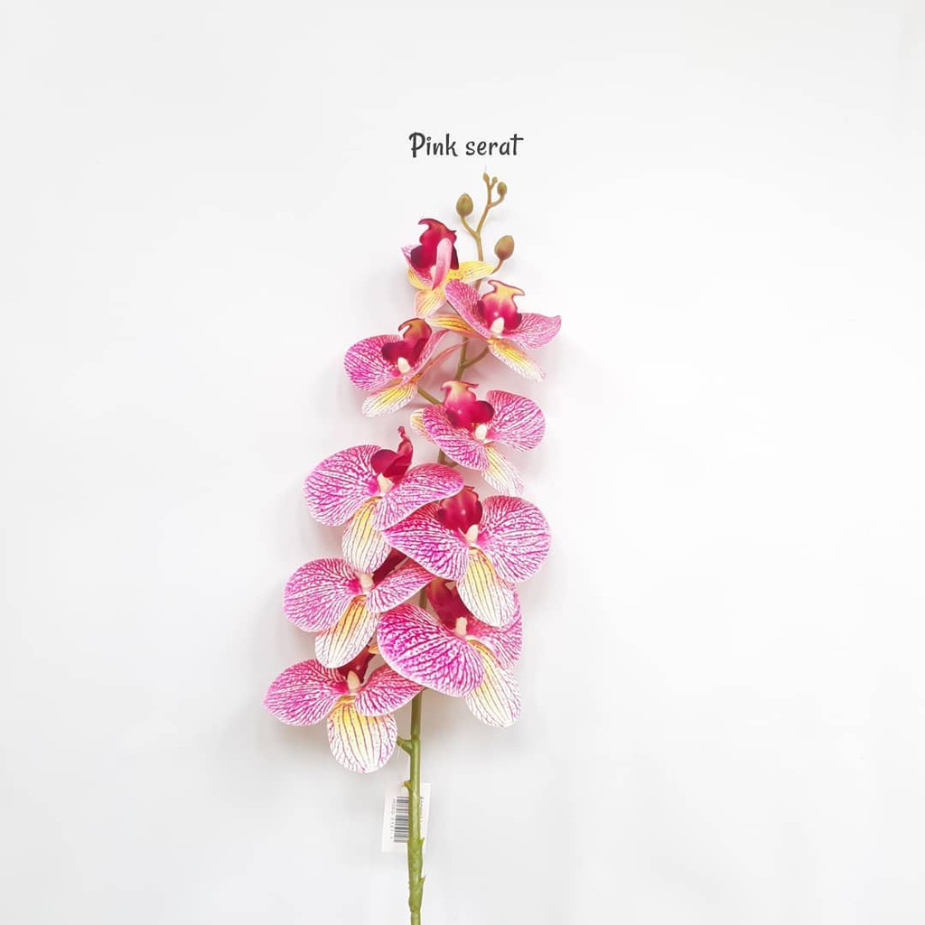 ANGGREK LATEX ORCHID X1 panjang 1 meter -  bunga plastik artificial home decor shabby chic-Pink serat