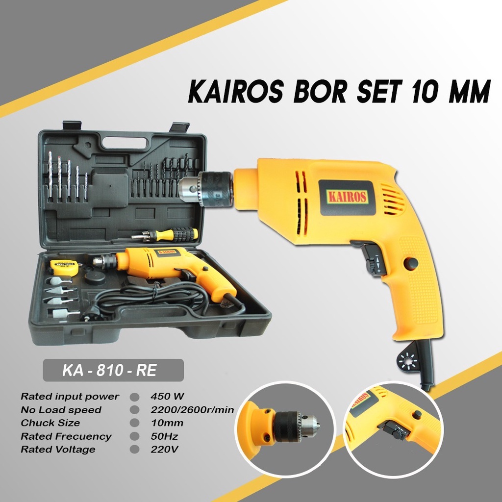 set mesin bor tanagan 10mm kairos KA810BMC, impact drill berkulaitas - V2 02FEB