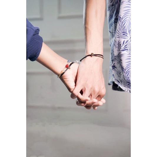 Gelang magnet | Gelang magnet tali 3 layer | Gelang magnet tali satin| Gelang magnet inisial bronze 