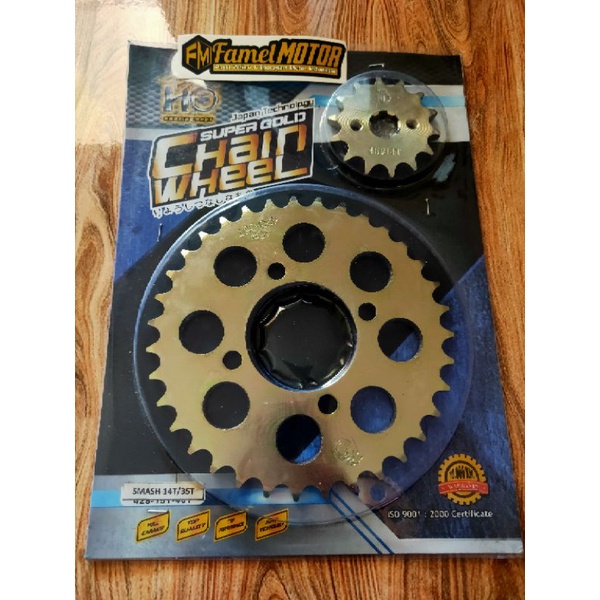 GEAR MODEL SSS SMASH 428 14T/35T GEAR GOLD SMASH GEAR DEPAN BELAKANG SMASH GEAR SET SMASH