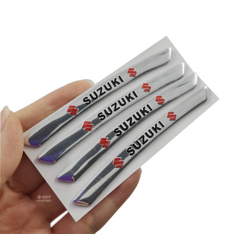 4 x Aluminum SUZUKI Letter Logo Car Auto Wheel Tire Decorative Emblem Badge Sticker Decal SUZUKI