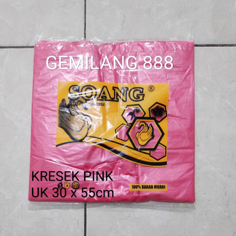 Kantong kresek Pink Uk 30x55 cm, kantong kresek ekonomis