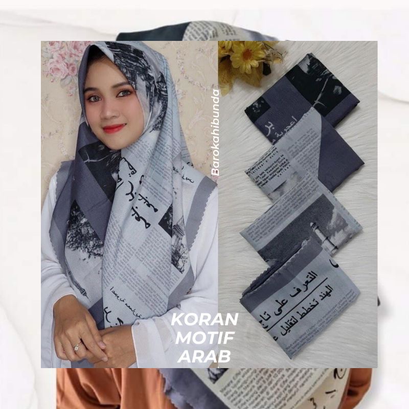 kerudung hijab koran arabic viral segi 4 voal cocok untuk acra juga bisa digunakan hijab santri/umum-1