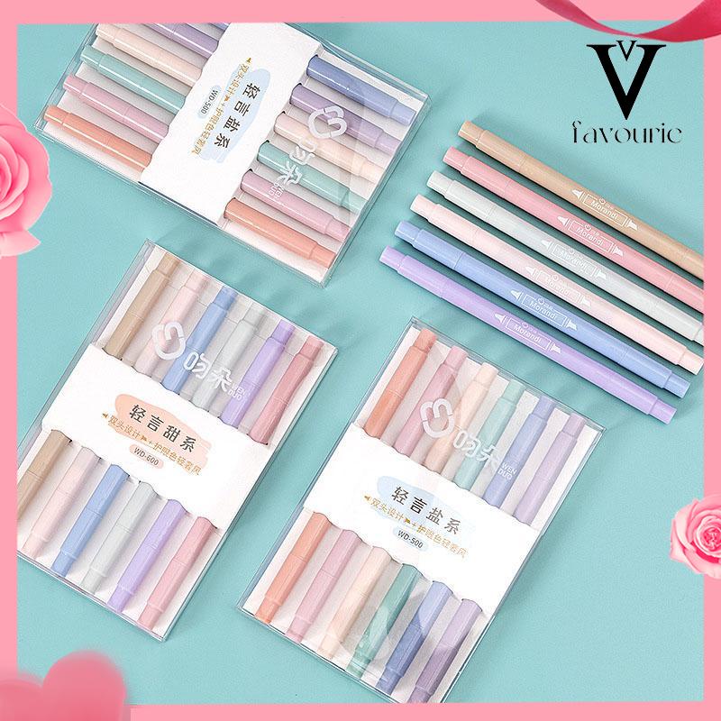 [COD]6PCS Spidol Highlighter Dua Sisi Ujung Lembut-FA