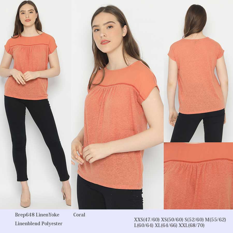 BLOUSE WANITA BREP648 LINENYOKE BLOUSE-3