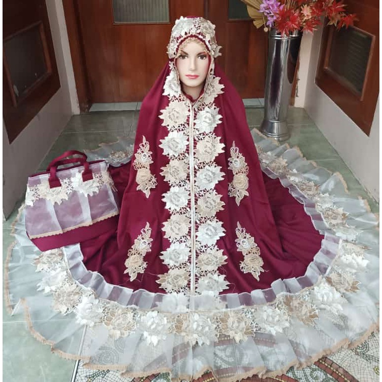 COD FOTO ASLI- MUKENA JUMBO FLOWERA BORDIR RENDA ASLI / MUKENA JUMBO RENDA BORDIR MURAH / MUKENA DEW