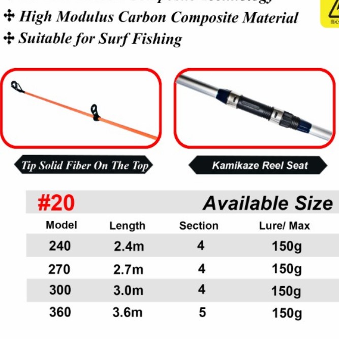 joran pancing kuat kamikaze sea bass antena surf pilihan 240 270 300 cm