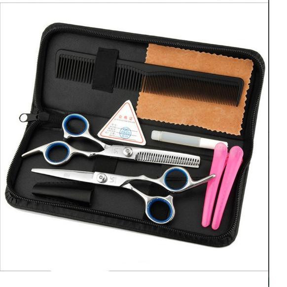 Satu set peralatan gunting rambut barbershop professional stainless free bag