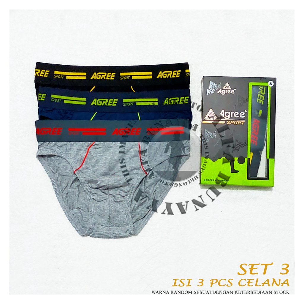 3 Pcs Celana Dalam Pria AGREE SPORT CD Underwear Pakaian Dalam AB23AGS14