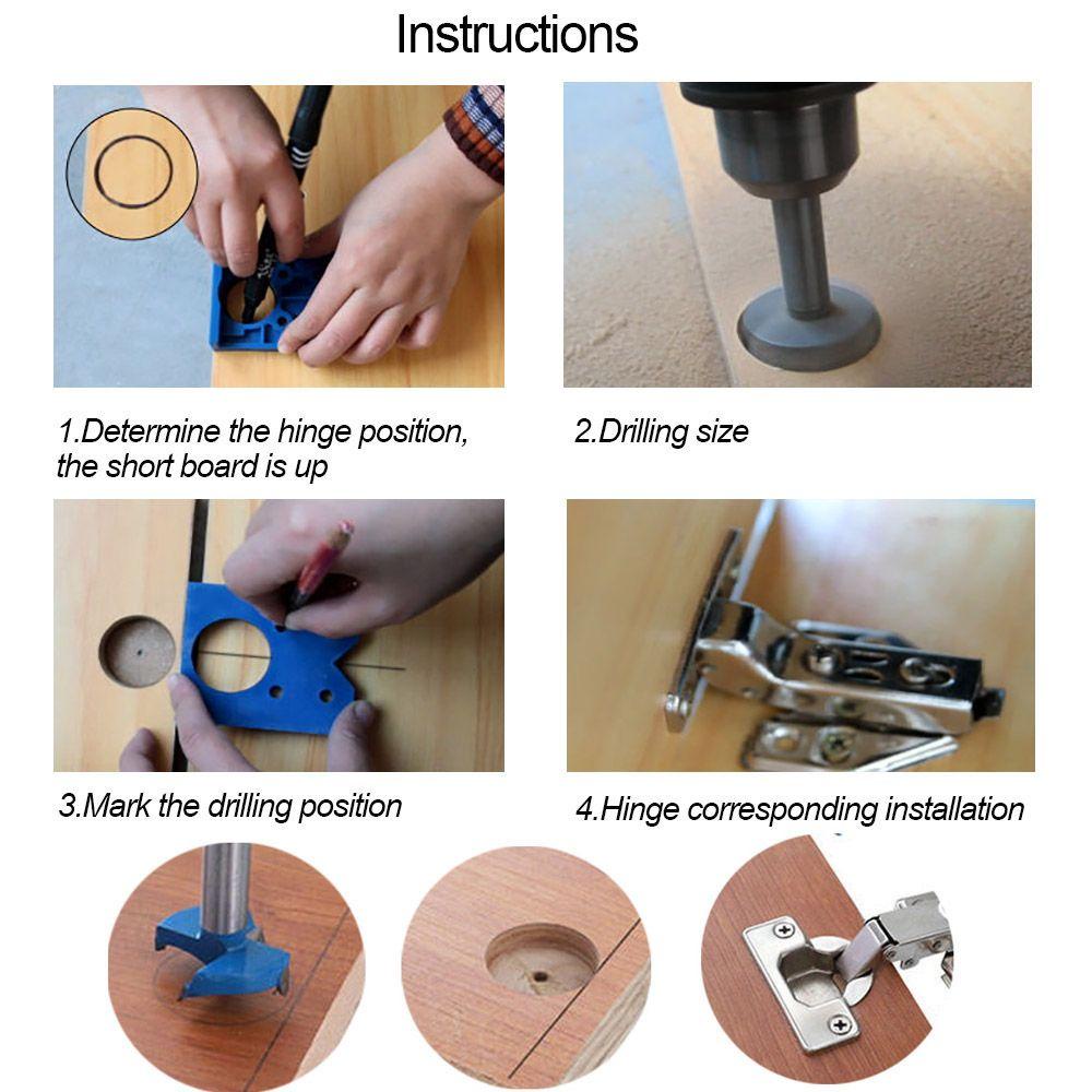 Solighter Hinge Drilling Jig Tool Locator Pintu Lemari Aksesoris Hinge Hole Drilling