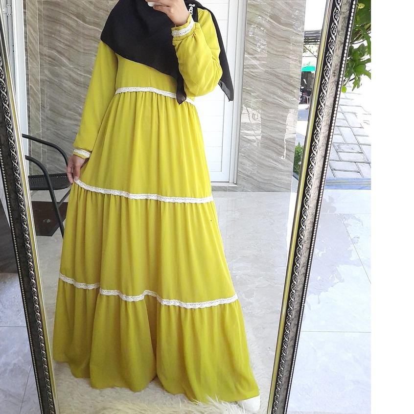 Terbaru  Gamis Ceruty Babydoll Renda Susun/ Gamis Ceruty Babydoll...