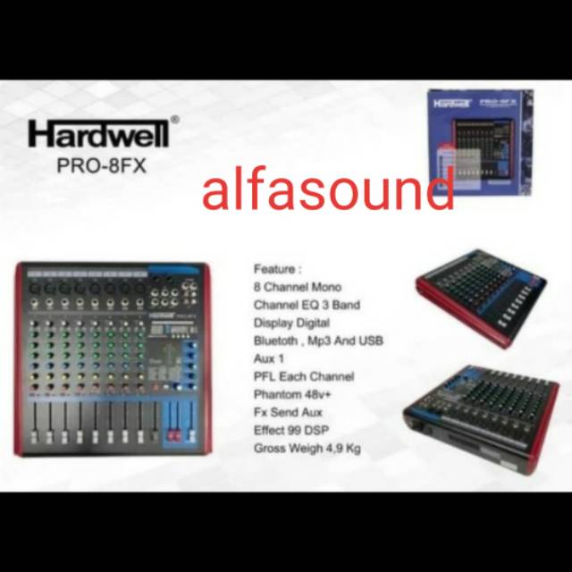 Mixer Hardwell PRO 8FX 8 Channel Mixer Hard Well PRO8FX