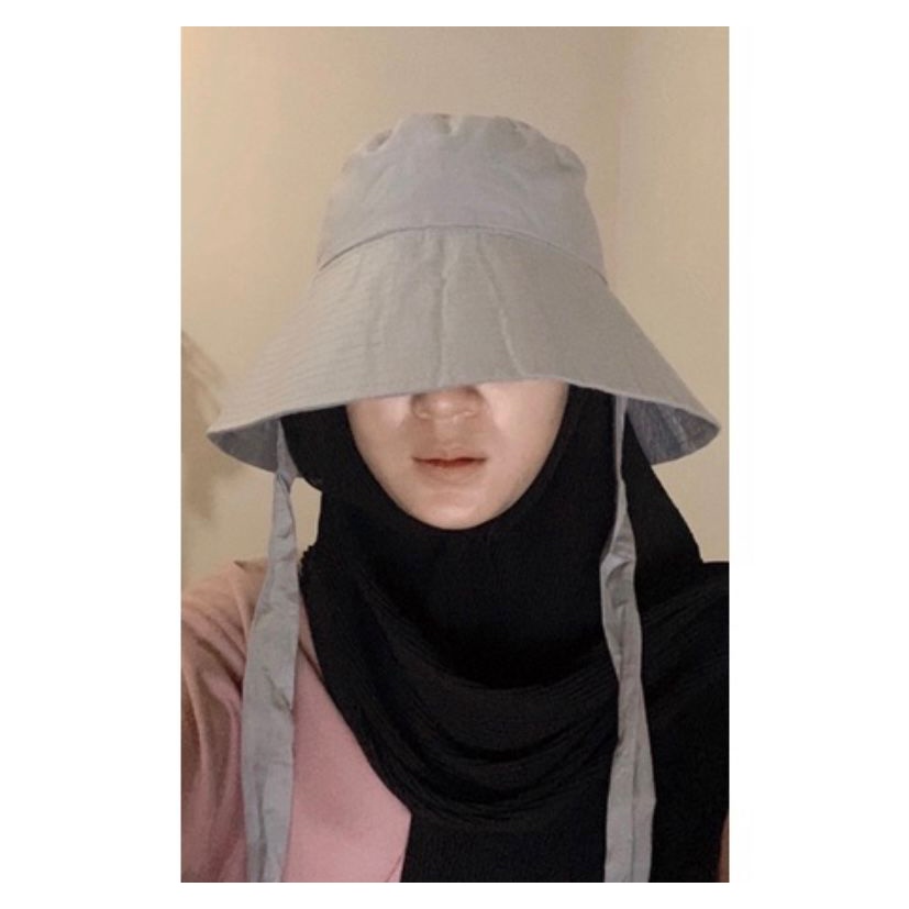 ( COD ) WIDE BUCKET HAT selebgram aksen tali /topi wanita terlaris DRILL