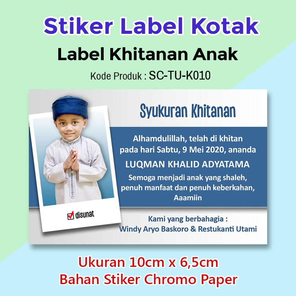 Stiker Label Syukuran Walimatul Khitan Khitanan Anak Kotak Foto Indonesia