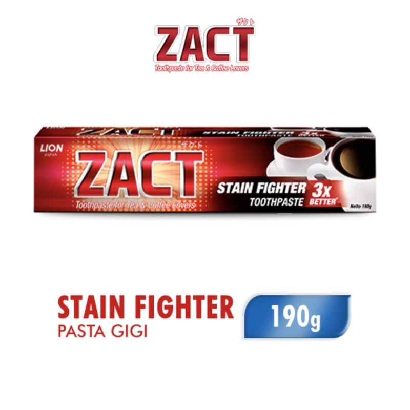 ZACT Pasta Gigi 190 Gr Stain Remover Untuk Menghilangkan Noda Bagi Akibat Kopi Teh Rokok | ZACT Stai