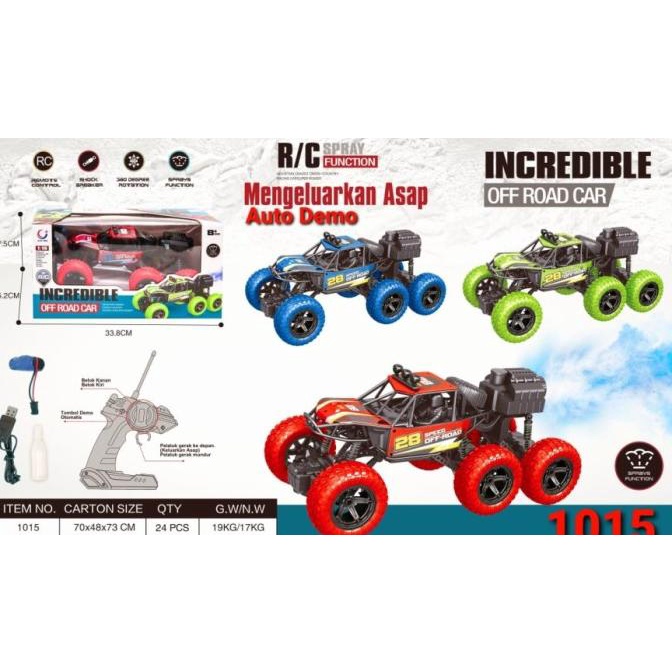 MAINAN MOBIL RC INCREDIBLE OFF ROAD CAR 6 RODA BISA KELUAR ASAP SCALA